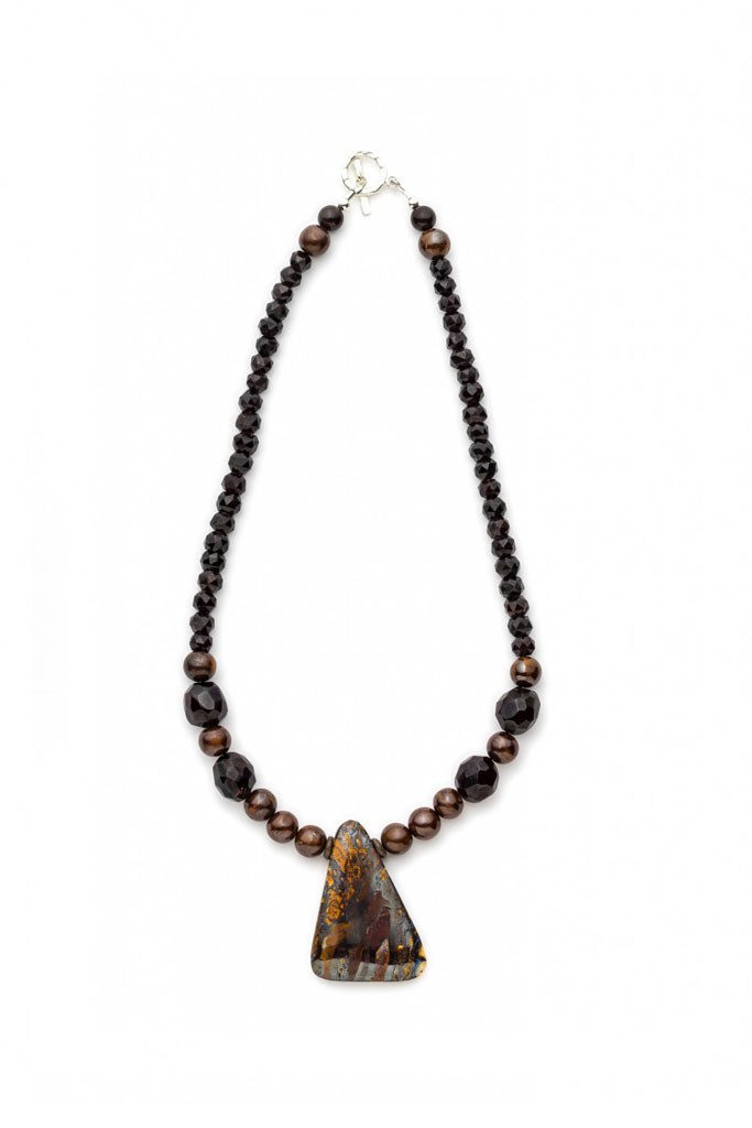 Boulder opal necklace with Garnet