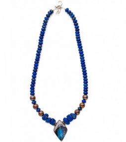 Boulder Opal necklace with Blue Lapis Lazuli