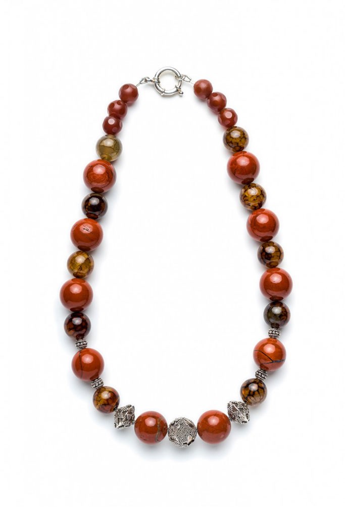Agate gem stone at its best, deep-orange round Agate 17mm, with artisan made textured Sterling silver 13mm.