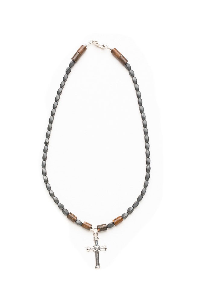 Cross necklace, Unique cross necklace, Custom Cross necklace, Ironstone, Hematite necklace