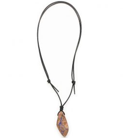 Leather necklace, Opal Mens Necklace, Black leather,