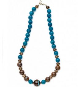 Angelite, Boulder Opal & Ironstone necklace