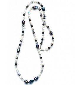 Mixed colors, long-cultured Pearl necklace